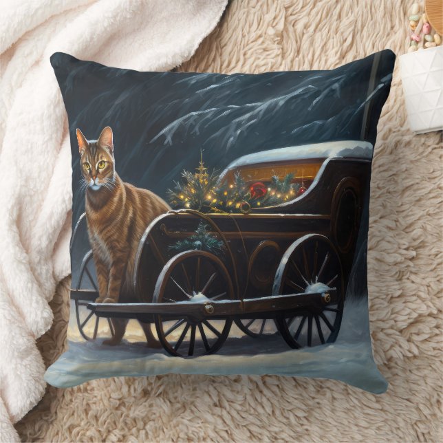 Abyssinian Snowy Sleigh Ride Juldekan Kudde (Filt)