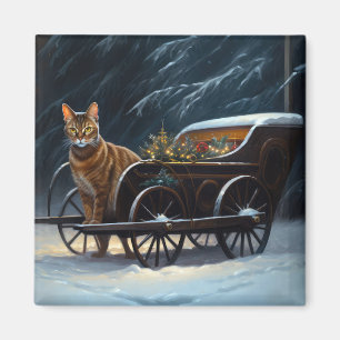 Abyssinian Snowy Sleigh Ride Juldekan Magnet