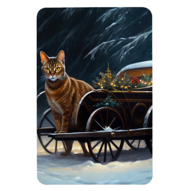 Abyssinian Snowy Sleigh Ride Juldekan Magnet (Vertikal)