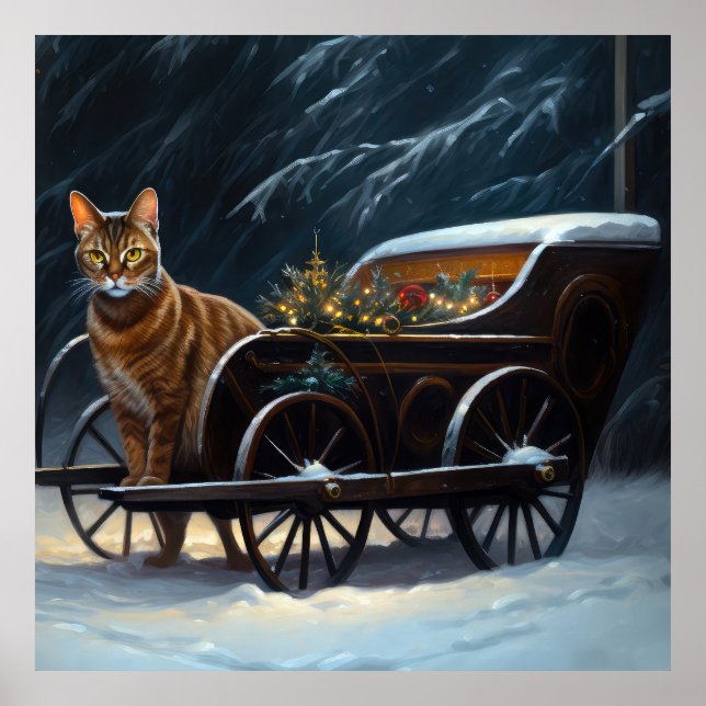 Abyssinian Snowy Sleigh Ride Juldekan Poster (Framsidan)