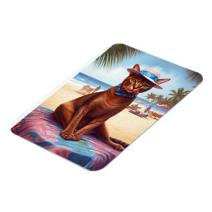 Abyssiniska katt på Beach, sommargåva till kattäls Magnet