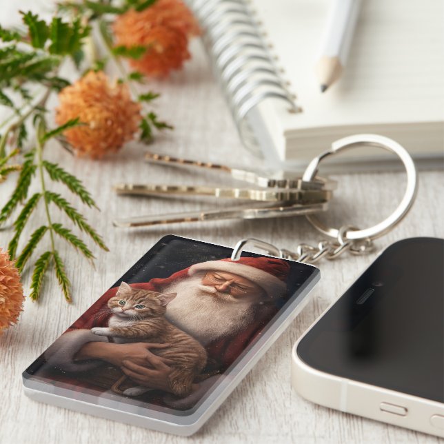 Abyssiniskt katt med Jultomten julafton (Högra Framsidan)