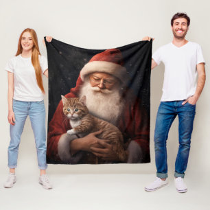Abyssiniskt katt med Jultomten julafton Fleecefilt