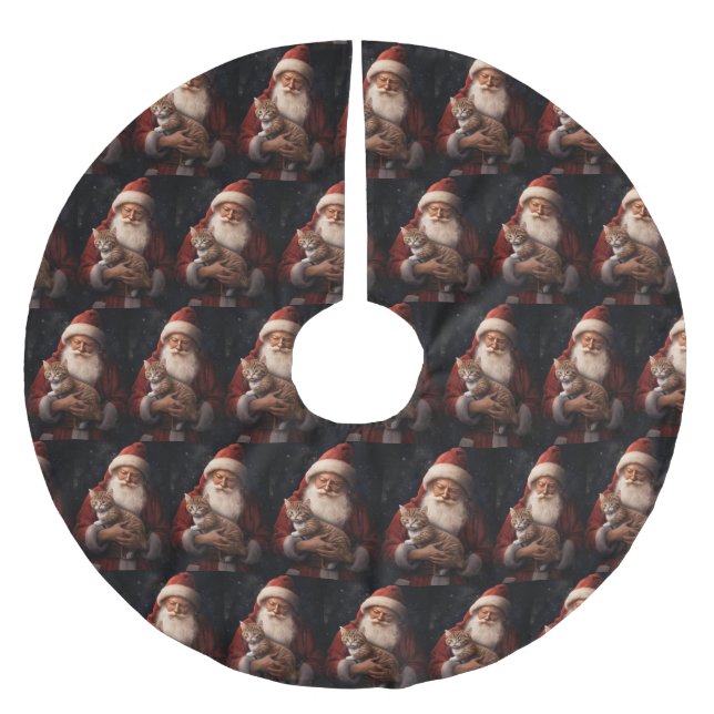 Abyssiniskt katt med Jultomten julafton Julgransmatta Borstad Polyester (Framsidan)