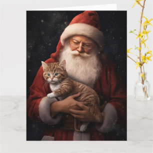 Abyssiniskt katt med Jultomten julafton Kort