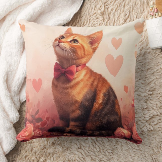 Abyssiniskt katt med Ro Alla hjärtans dag Kudde (Filt)