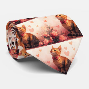 Abyssiniskt katt med Ro - Alla hjärtans dag Slips