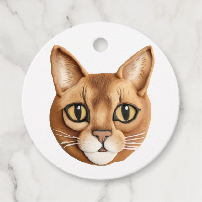 Abyssinsk katt 3D-inspirerad Gåvor Etiketter (Framsida)
