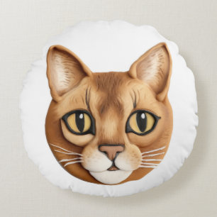 Abyssinsk katt 3D-inspirerad Rund Kudde