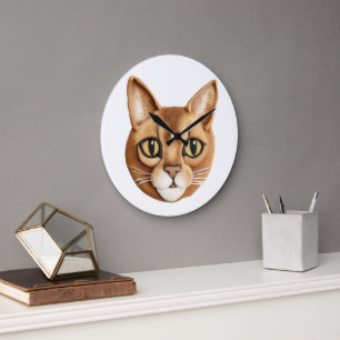 Abyssinsk katt 3D-inspirerad Stor Klocka
