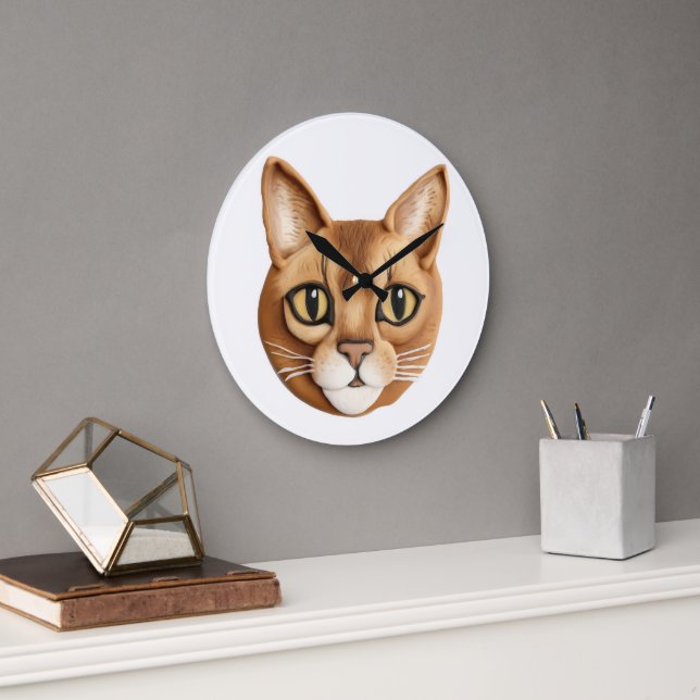 Abyssinsk katt 3D-inspirerad Stor Klocka (Kontor)