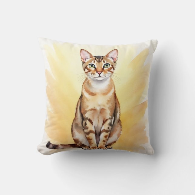 Abyssinsk katt akvarell gyllene gradientkonst kudde (Framsida)