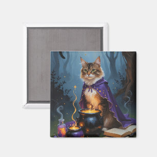 Abyssinsk katt - fantasifull halloween-målning  magnet