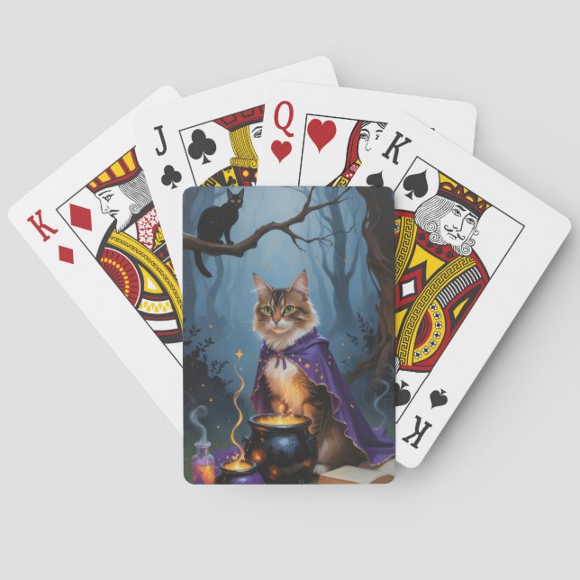 Abyssinsk katt - fantasifull halloweenmålning  casinokort (Baksidan)