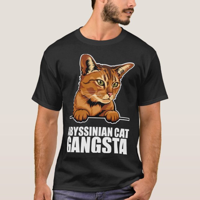 Abyssinsk katt gangster t shirt (Framsida)