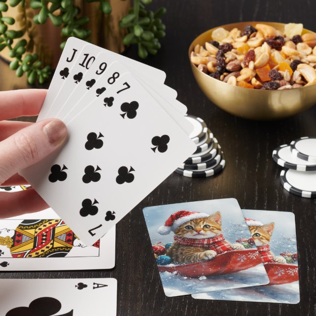 Abyssinsk katt i släde Låt det snöa jul Casinokort (På plats)