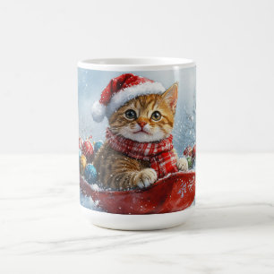Abyssinsk katt i släde Låt det snöa jul Kaffemugg