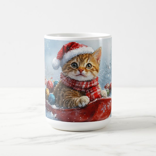 Abyssinsk katt i släde Låt det snöa jul Kaffemugg (Center)