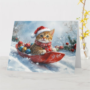 Abyssinsk katt i släde Låt det snöa jul Kort