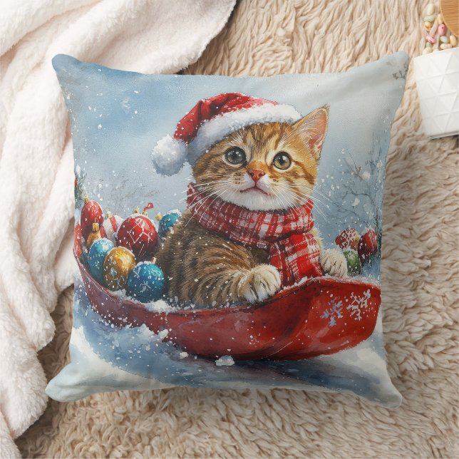 Abyssinsk katt i släde Låt det snöa jul Kudde (Filt)