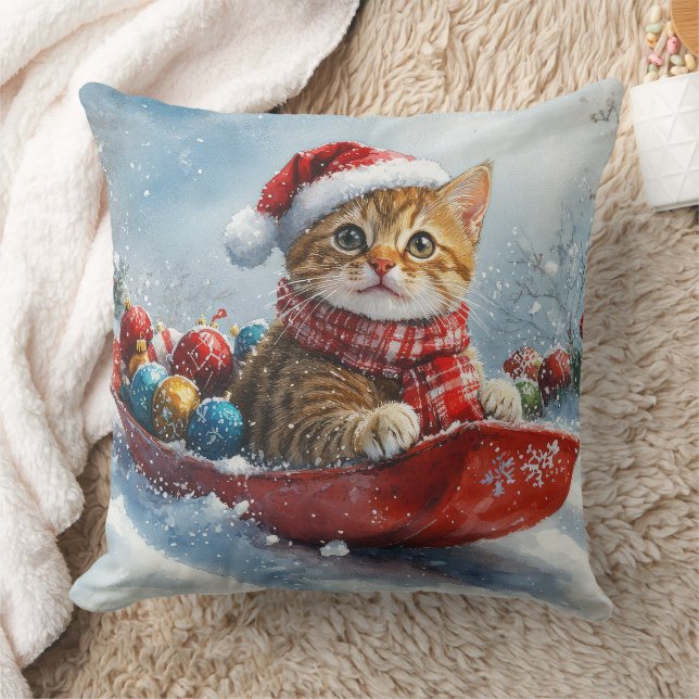 Abyssinsk katt i släde Låt det snöa jul Kudde (Filt)