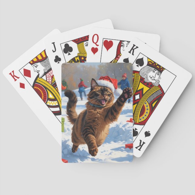 Abyssinsk katt jul firande snöscen casinokort (Baksidan)