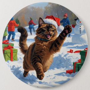 Abyssinsk katt jul firande snöscen knapp