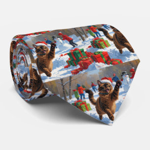 Abyssinsk katt jul firande snöscen slips