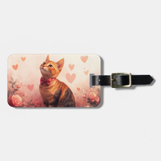 Abyssinsk katt med rosor - Alla hjärtans dag Bagagebricka (Horisontell Framsida)