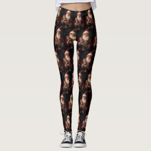 Abyssinsk katt med Santa Claus festlig jul  Leggings