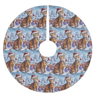 Abyssinsk katt vinterundret julglädje julgransmatta borstad polyester