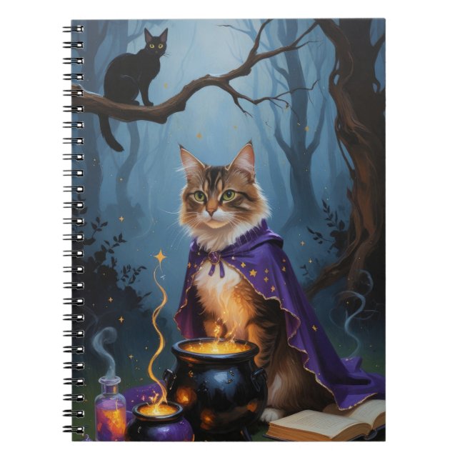 Abyssinsk katt - Whimsisk Halloween-målning  Anteckningsbok (Framsidan)