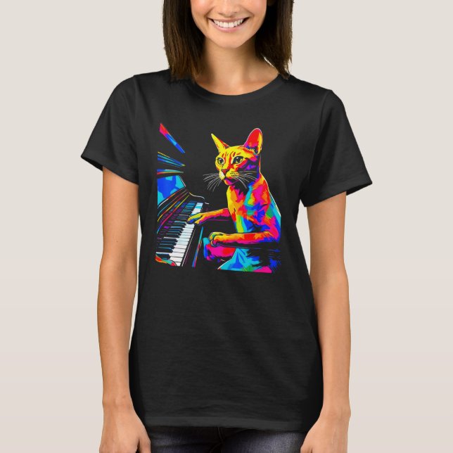 Abyssinsk kattpianist t shirt (Framsida)