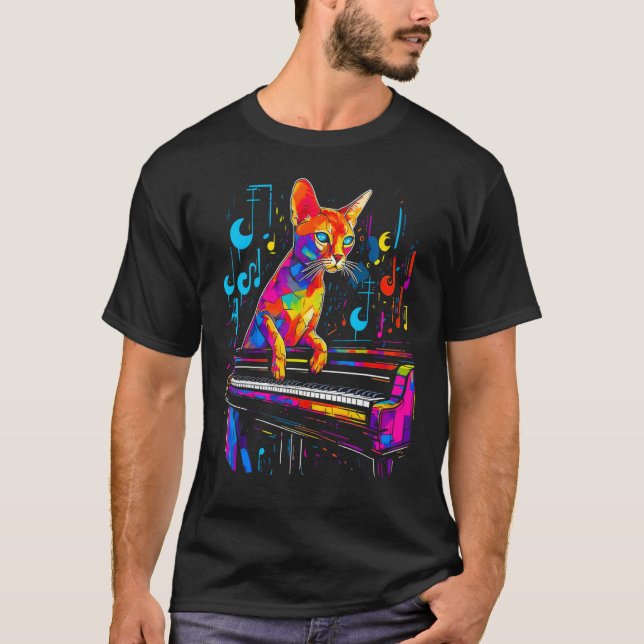 Abyssinsk kattpiano t shirt (Framsida)