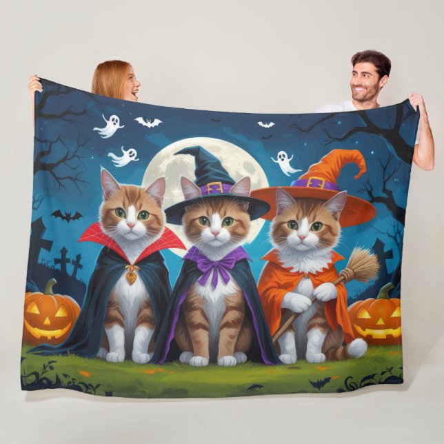Abyssinska katter Pumpa Halloween Roligt Fleecefilt (På plats)