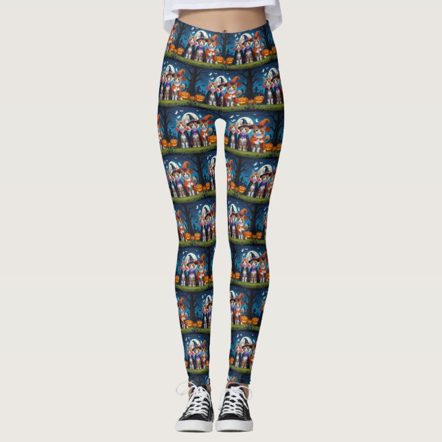 Abyssinska katter Pumpa Halloween Roligt Leggings (Framsida)