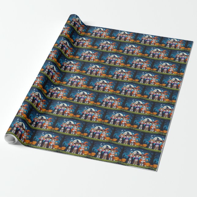 Abyssinska katter Pumpa Halloween Roligt Presentpapper (Utrullad)