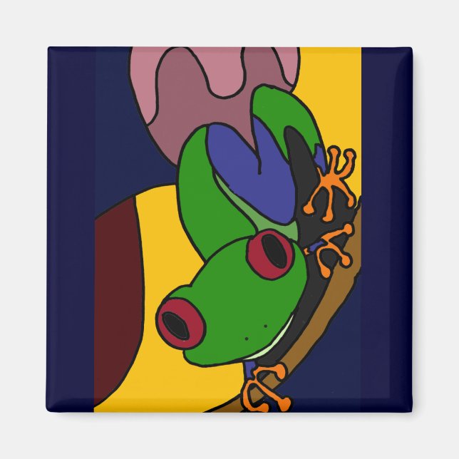 AC-Abstrakt Art Träd Frog Magnet (Framsidan)