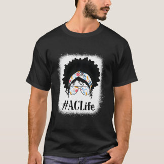 Ac Ambulatory Care Nurse Black Afro Messy Bun Afri T Shirt
