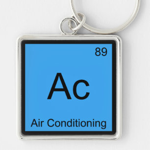 Ac - Inslag-symbol för konditionering i Luft Fyrkantig Silverfärgad Nyckelring