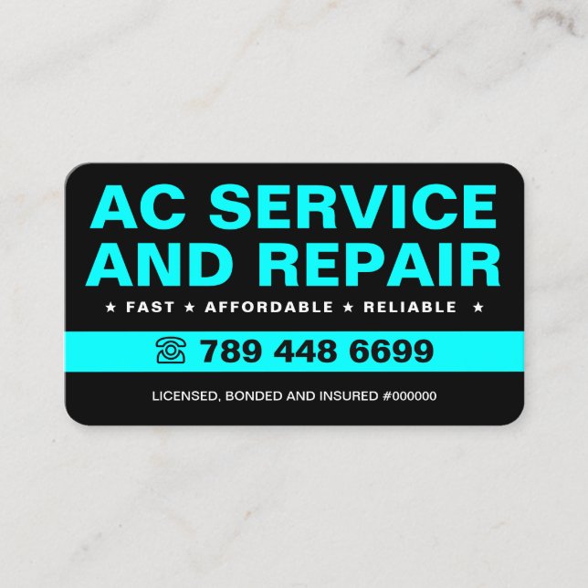 AC-service, reparation och installation av luftkon Visitkort (Framsida)