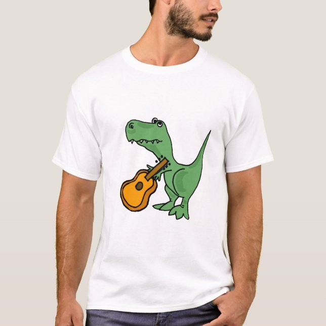 AC T-Rex som leker gitarrT-tröja T-shirt (Framsida)