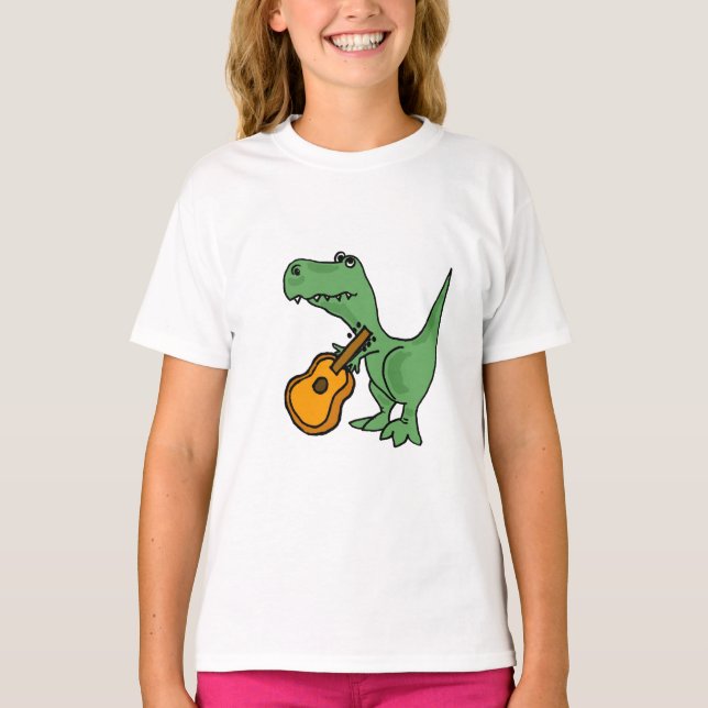 AC T-Rex som leker gitarrT-tröja Tee (Framsida)