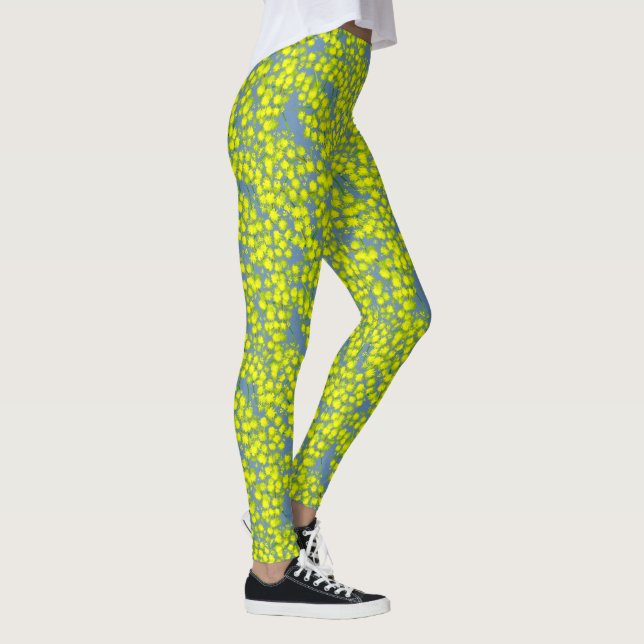 Acacia gult wattblomma art legering leggings (Höger)