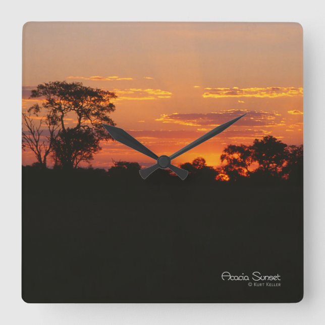 Acacia Sunset Fyrkantig Klocka (Framsida)