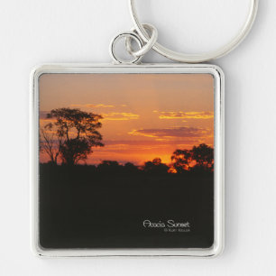 Acacia Sunset Fyrkantig Silverfärgad Nyckelring