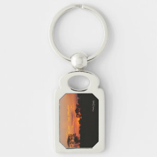 Acacia Sunset Rektangulärt Silverfärgad Nyckelring
