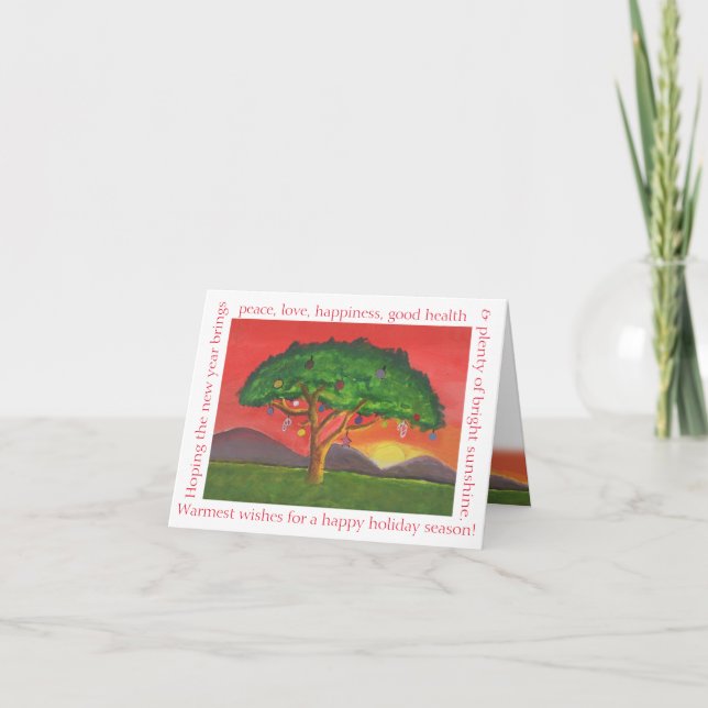 Acaciajulsolnedgång Helgkort (Framsida)