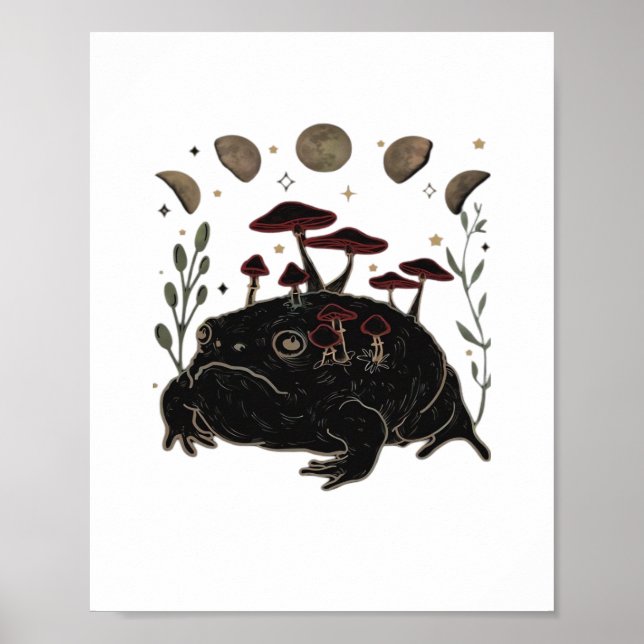 Academia Moon Witchy Goblincore Aesthetic Frog Cla Poster (Framsidan)