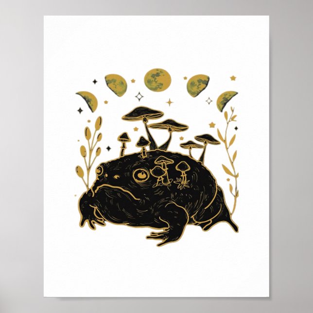 Academia Moon Witchy Goblincore Aesthetic Frog Cla Poster (Framsidan)